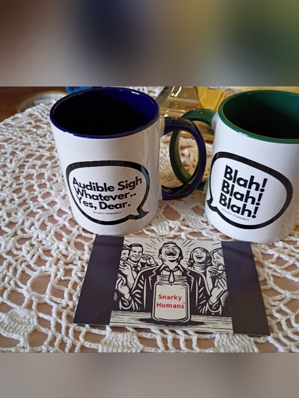 Snarky Humans,Coffee Mugs "Blah, Blah, Blah& "Audible Sigh, "Whatever Yes Dear"